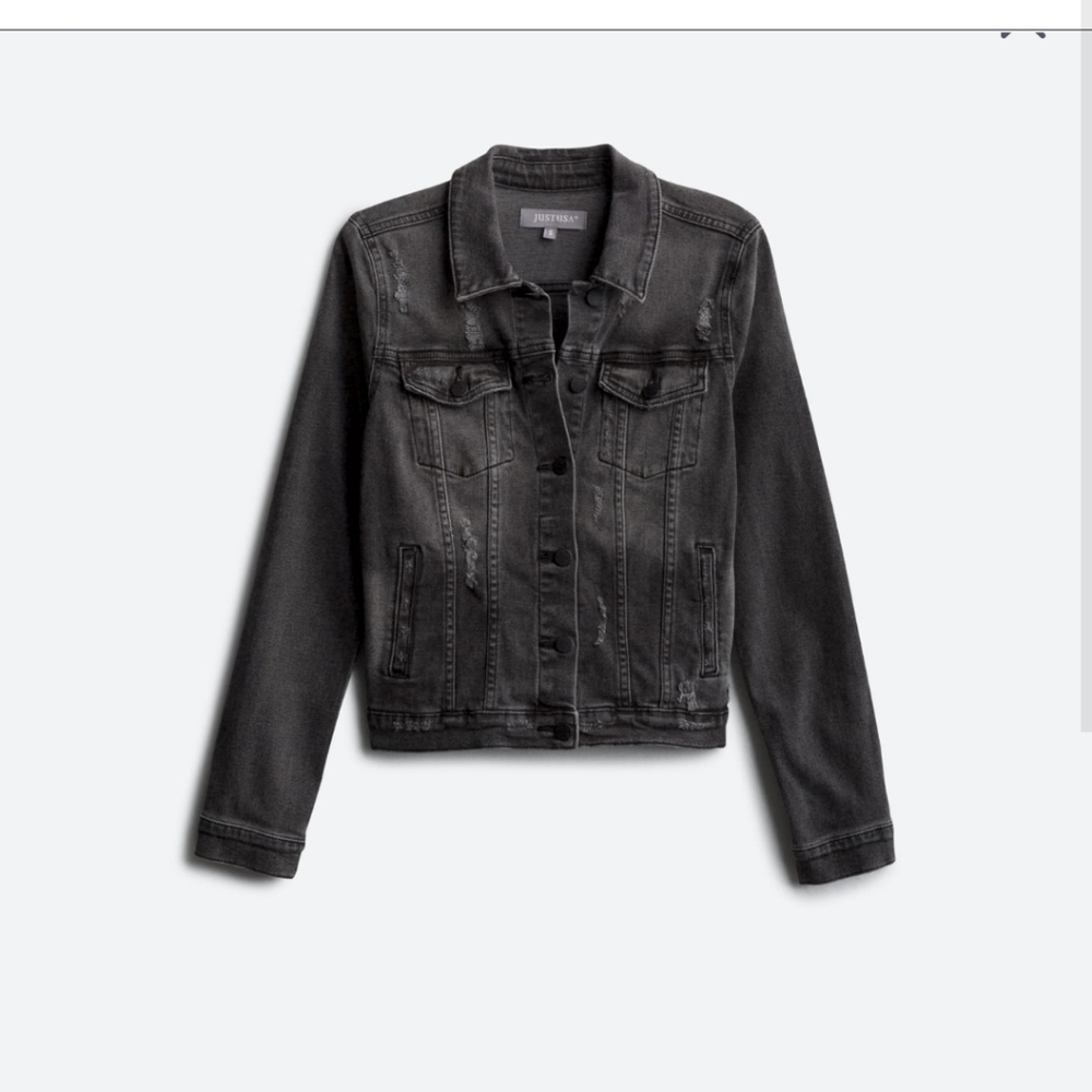 Black distressed jean jacket